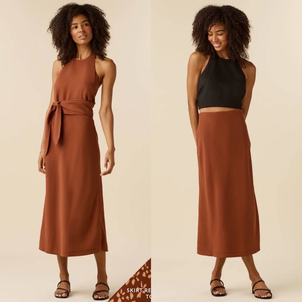 VETTA Rust Floral Midi Skirt - Picture 3 of 7